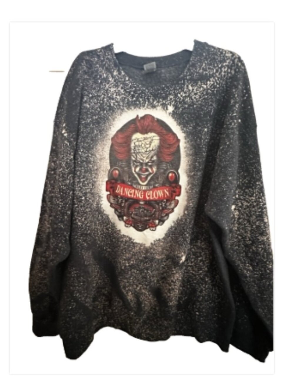 🎪 Dancing Clown Horror Bleach Wash Sweatshirt 👻 Gildan Size Large Gothic